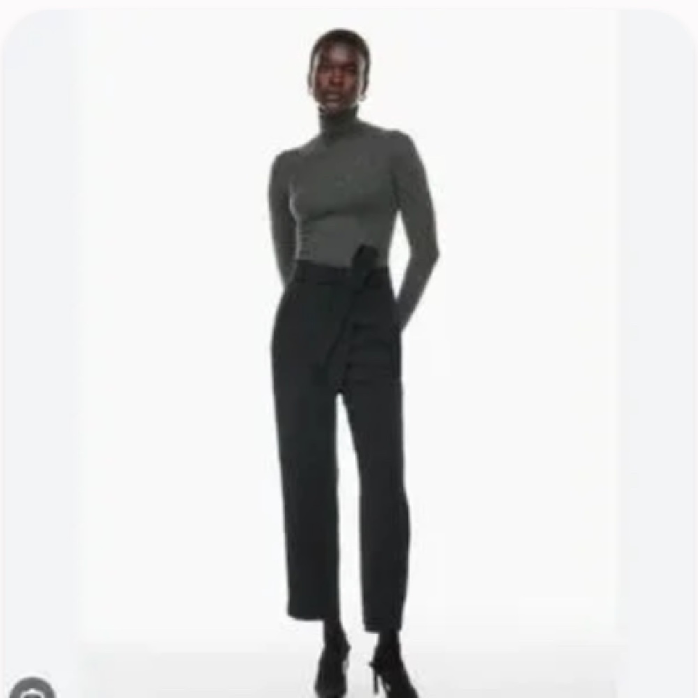 Aritzia Jallade Tie-Front Black Pants Size 6 NWOT